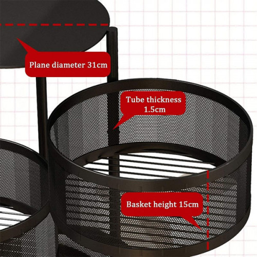 Multi-Layer Portable Rotating Round Storage Rack - 5 Layer