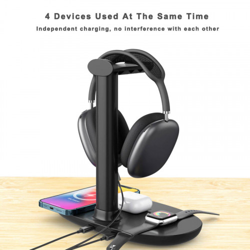 4 in 1 Headset Stand Wireless Charger Headphone Holder 