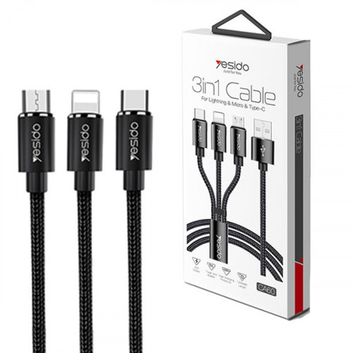 Yesido 3 in 1 Cable For Lightning , Micro and Type-C Devices