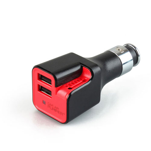 AIR PURIFIER CAR CHARGER WITH 2 USB PORTS - Red