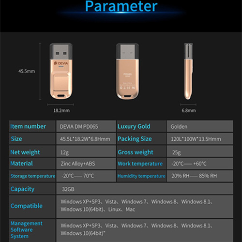 Devia 32GB Fingerprint Encrypted High-speed Pen Drive Compatible with Windows7/8/8.1/10(64bit)/Linux/Mac