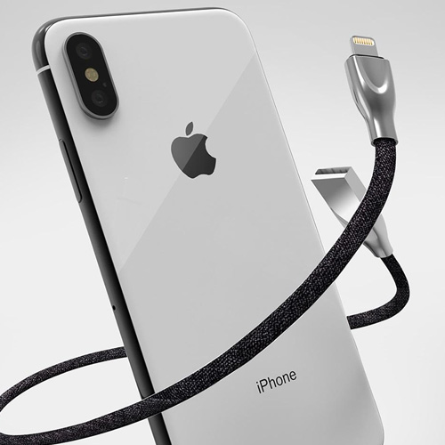 LDNIO LS29 Denim and Zink Alloy Charging & Data Cable For IOS Devises - Black