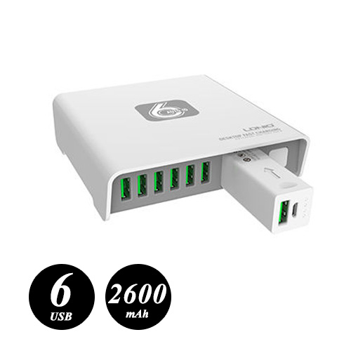 LDNIO 6 USB Port Charger with 2600 mAh M...