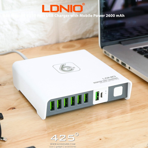 LDNIO 6 USB Port Charger with 2600 mAh Mobile Power Bank