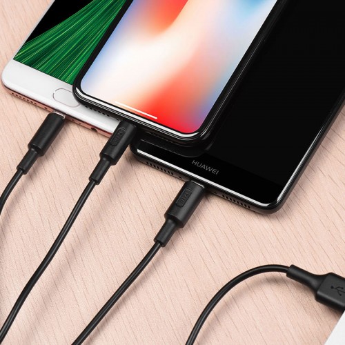 Hoco X25 USB to Lightning , Micro-USB  and Type-C Cable - White