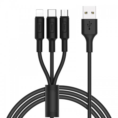 Hoco X25 USB to Lightning , Micro-USB  and Type-C Cable - White