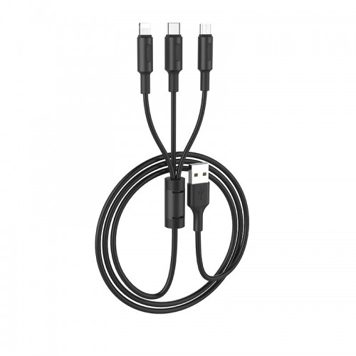 Hoco X25 USB to Lightning , Micro-USB  and Type-C Cable - White