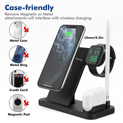 4 in 1 Fast Wireless Charging Station Foldable Adjustable Stand