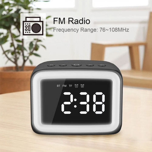 Mini Bluetooth Speaker with Alarm Clock and LED Light