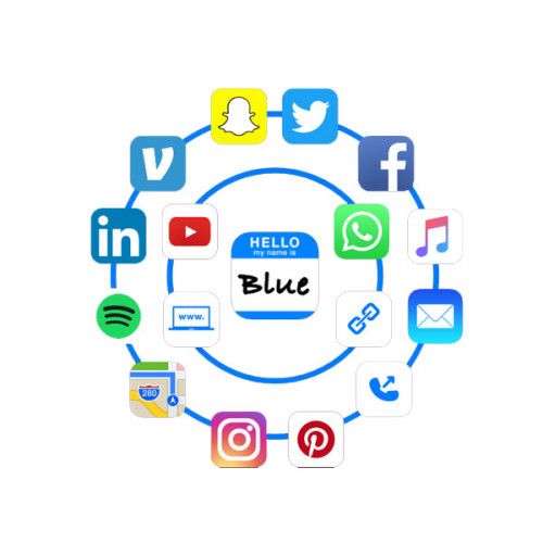 Blue Smart Button - Simply Share Your Socials