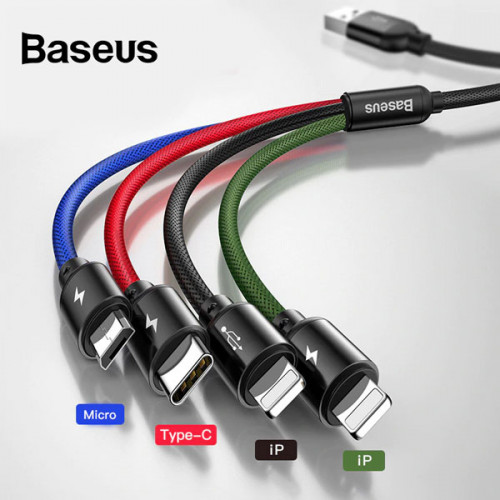 Baseus Fast 4 in 1 Cable For lightning (2) + Type-C + Micro 3.5A -1.2M