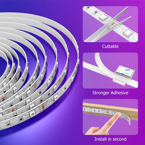 LED Strip Lights with Music Sync, 40 Keys Remote Control and App Control SMD 5050 Color Changing RGB LED Light USB - 5 Meters