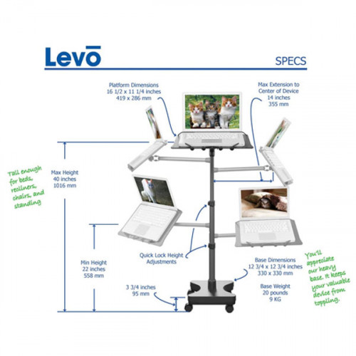 LEVO Rolling Laptop Workstation Stand