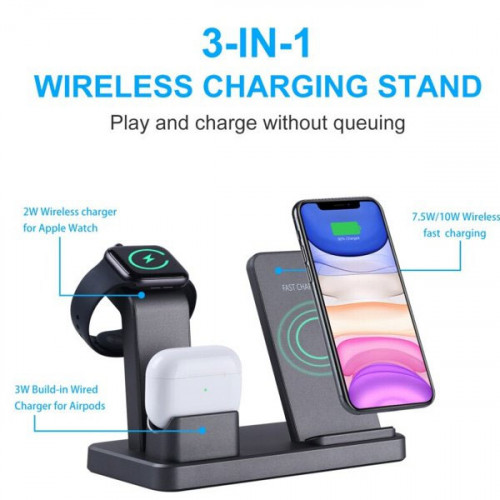 3 in 1 Wireless Charging Station for Apple Watch, AirPods and iPhone 11 Pro Max/X/XS/XR/8Plus