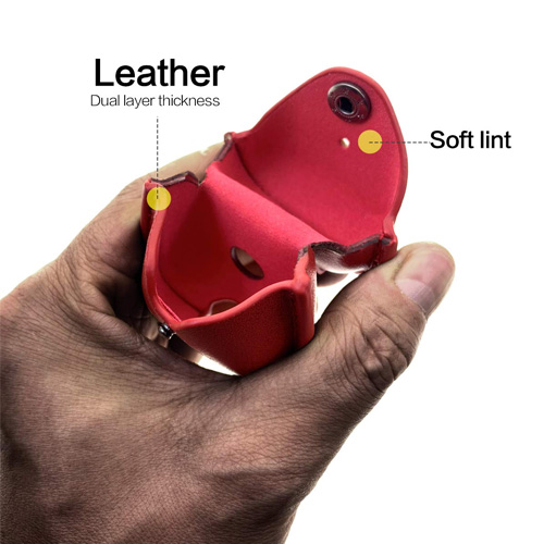 Genuine Leather Case with Metal Hook  For Apple Airpods - Red