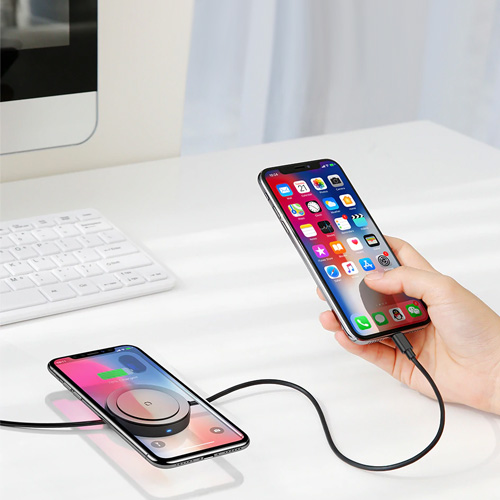 Baseus Cable with Wireless Charger For iPhone XS , iPhone XS Max , iPhone X  - Black