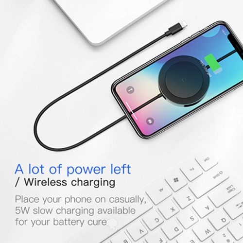 Baseus Cable with Wireless Charger For iPhone XS , iPhone XS Max , iPhone X  - Black