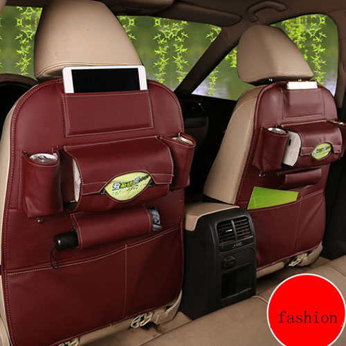 Creative Storage Leather Car Back Seat Storage Bag  - Red