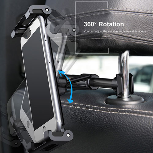 Baseus Adjustable Headrest Mount Backseat Car Mobile Holder 360 Rotation for (4.7" to 12.9") Mobile & Tablets - White