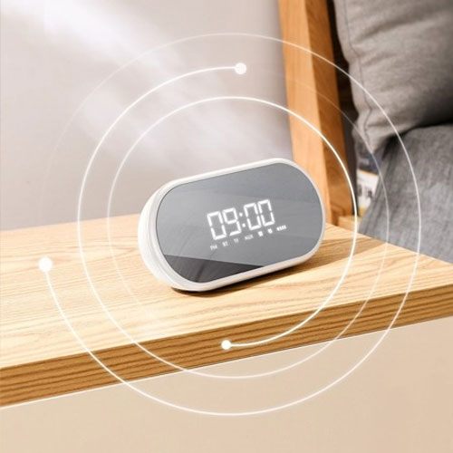 Baseus Encok E09 wireless speaker, watch and Alarm Clock - White