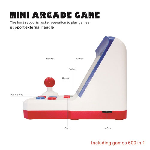 Mini Arcade 600 in 1 Games , 3.0 Inch Retro Arcade Console Classic Handheld Video Game - White