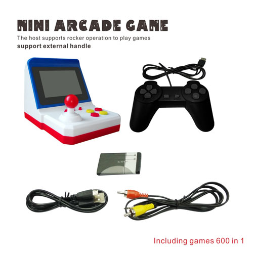 Mini Arcade 600 in 1 Games , 3.0 Inch Retro Arcade Console Classic Handheld Video Game - White