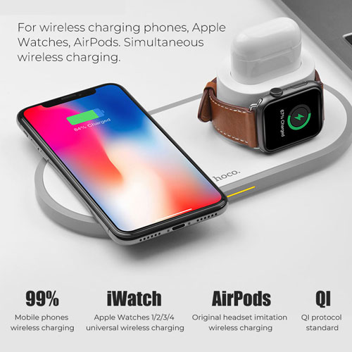 HOCO CW21 3 in 1 Wireless Charger For iPhone , Apple Watch & Airpods