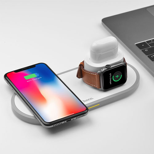 HOCO CW21 3 in 1 Wireless Charger For iPhone , Apple Watch & Airpods