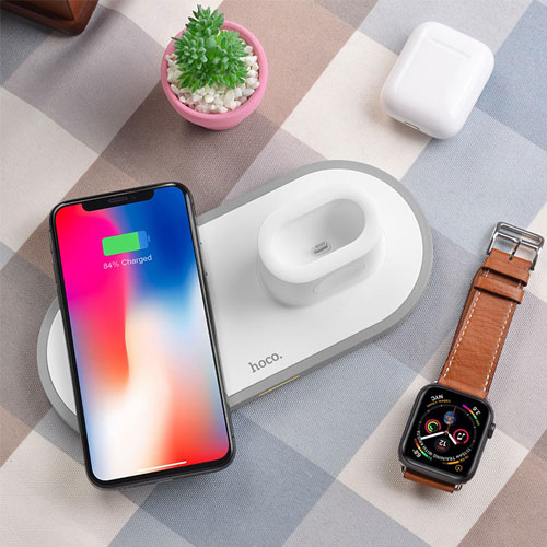 HOCO CW21 3 in 1 Wireless Charger For iPhone , Apple Watch & Airpods