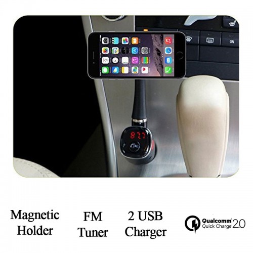 Bluetooth Car Magnetic Phone Holder with Qualcomm 2.0 2 USB Car Charger & FM Bluetooth Handfree 