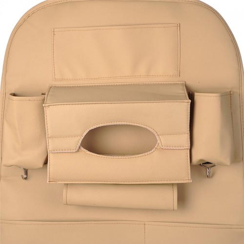 Creative Storage Leather Car Back Seat Storage Bag  - Light Brown