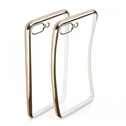 Electroplating Ultra Slim Lightweight Soft TPU Case with Free tempered Glass for iPhone 7 Plus / 8 Plus - Gold