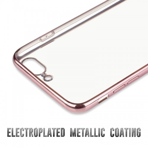 Electroplating Ultra Slim Lightweight Soft TPU Case with Free tempered Glass for iPhone 7 Plus / 8 Plus - Rose Gold