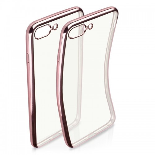 Electroplating Ultra Slim Lightweight Soft TPU Case with Free tempered Glass for iPhone 7 Plus / 8 Plus - Rose Gold