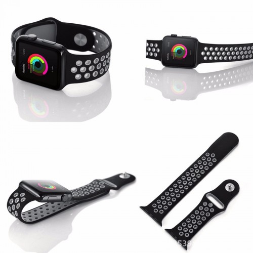 Limited Edition Nike+ Silicon Sports Band For Apple Watch 42MM - Black/Gray