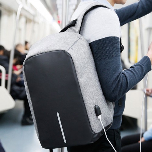 Anti-Theft Backpack with USB Charging Port For Laptops Bag UpTo 15.6” - Gray