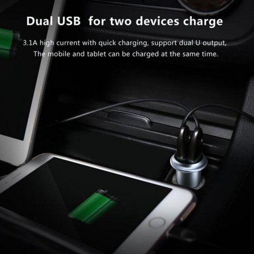 Baseus UFO 3.1A Dual USB Smart Car Charger - Silver