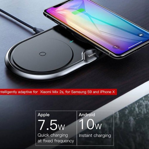 Baseus Zinc Alloy Double Base Fast Wireless Charger For iPhone X , iPhone 8 , Note 8 , S9