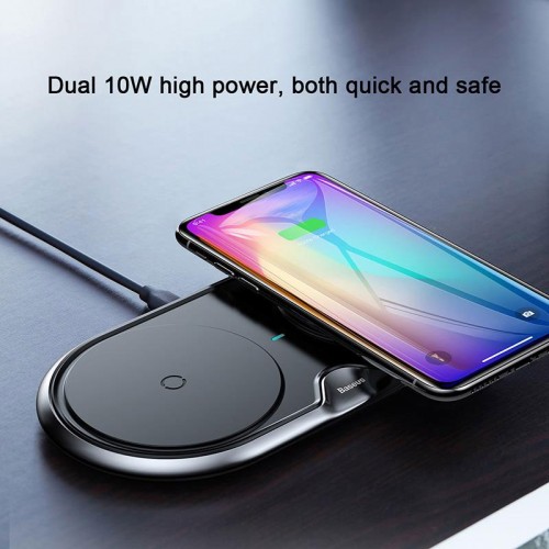 Baseus Zinc Alloy Double Base Fast Wireless Charger For iPhone X , iPhone 8 , Note 8 , S9