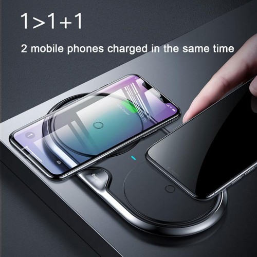 Baseus Zinc Alloy Double Base Fast Wireless Charger For iPhone X , iPhone 8 , Note 8 , S9