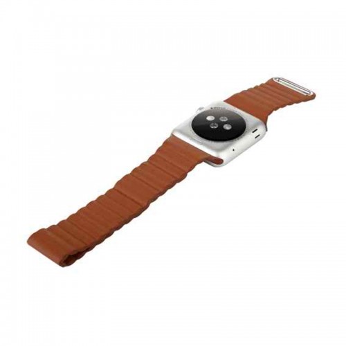 BASEUS Back Series Quilted PU Leather Loop Magnetic Closure Strap for Apple Watch 42mm - Brown