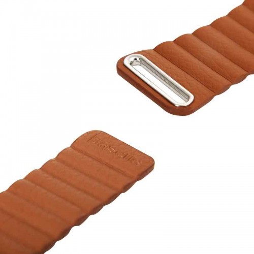 BASEUS Back Series Quilted PU Leather Loop Magnetic Closure Strap for Apple Watch 42mm - Brown