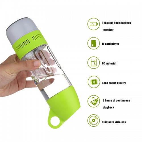 Portable  Water Bottle with Bluetooth Speaker - Green