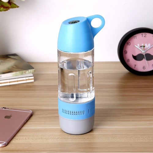 Portable  Water Bottle with Bluetooth Speaker - Blue