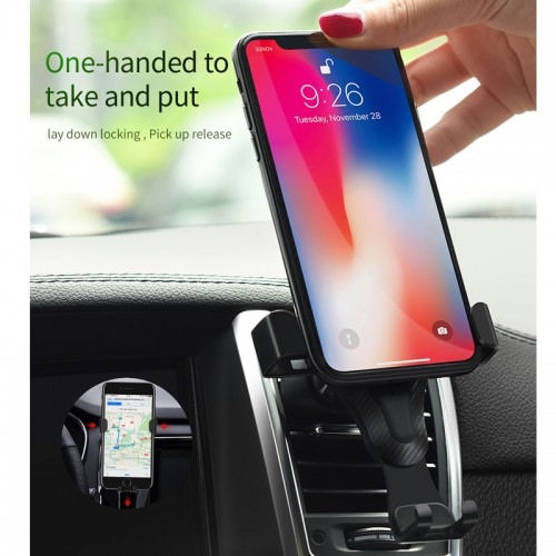 HOCO CA29 Air Vent Gravity Car Phone Holder For All Smart Phones - Black