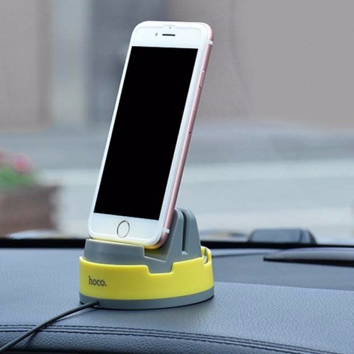 HOCO Multifuctional Docking Station with Car Mobile Holder For IOS Devices - Yellow