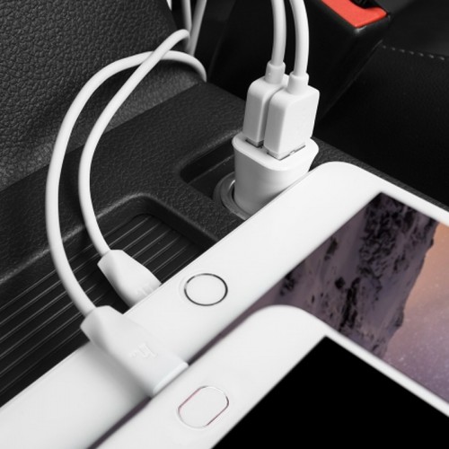 HOCO Z1 Charging kit with Dual USB Car Charger & Lightning Cable - White