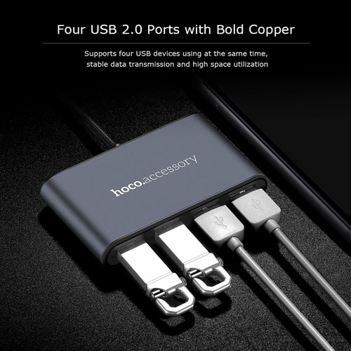 HOCO HB3 OTG Type-C to 4 USB 2.0 Ports Hub Splitter Adapter