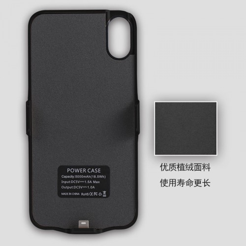 JLW 5000 mAh Slim Rechargeable Battery Case For Apple iPhone X - Black