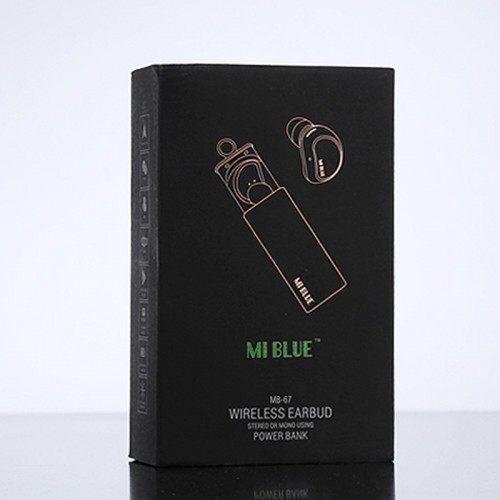 MI Blue MB-67 Wireless Mini Headset with Power Bank - Black